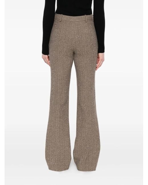 ERMANNO FIRENZE Gray Herringbone Sequin Trousers