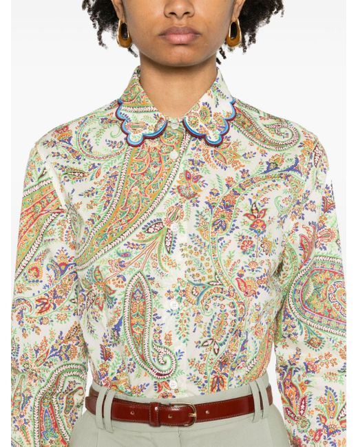 Etro Overhemd Met Paisley-print in het Natural