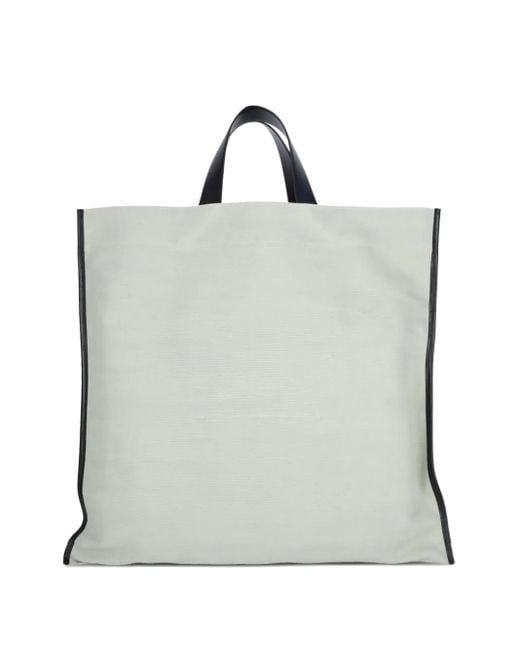 Jil Sander Gray Large Leather-Trimmed Tote Bag