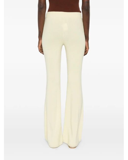 Bompard White Ribbed Flared Trousers