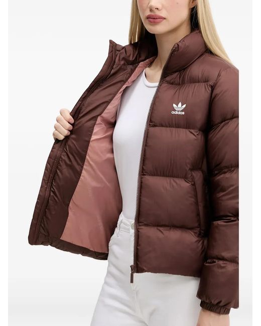Adidas Brown Zip-Up Puffer Jacket