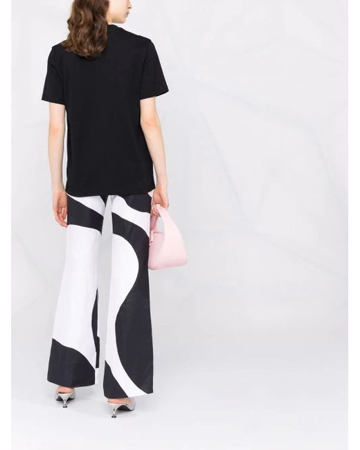 MSGM Black Logo-Embroidered Cotton T-Shirt Clothing