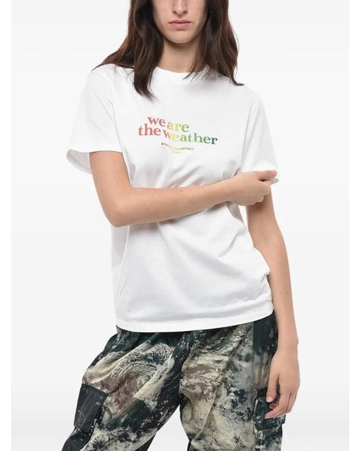 Stella McCartney White Slogan-Print Short-Sleeve T-Shirt