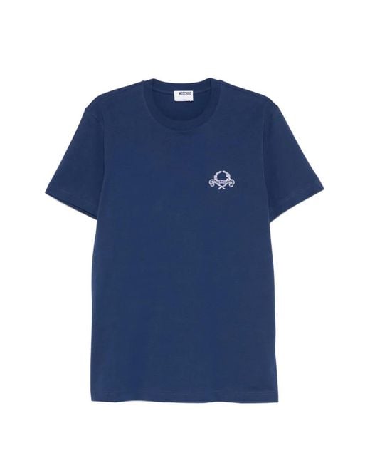 Moschino Blue Crew-Neck Short-Sleeve T-Shirt for men