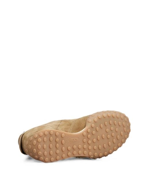 Tod's Brown Logo-Debossed Suede Sneakers