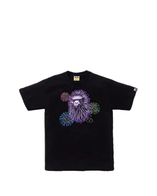 A Bathing Ape Black Firework-Print T-Shirt for men