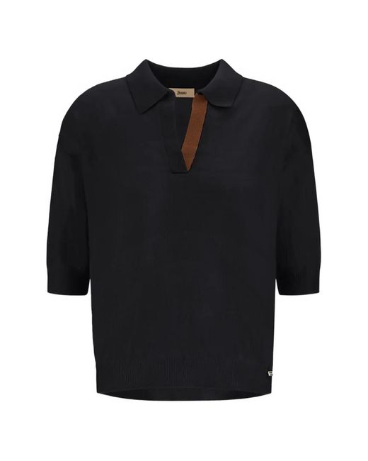 Herno Black Cashmere Polo Top