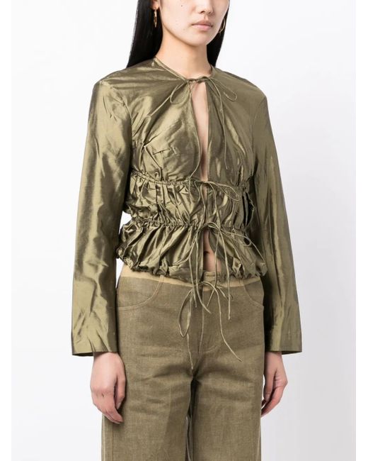Christopher Esber Green Metallic-Effect Silk Jacket