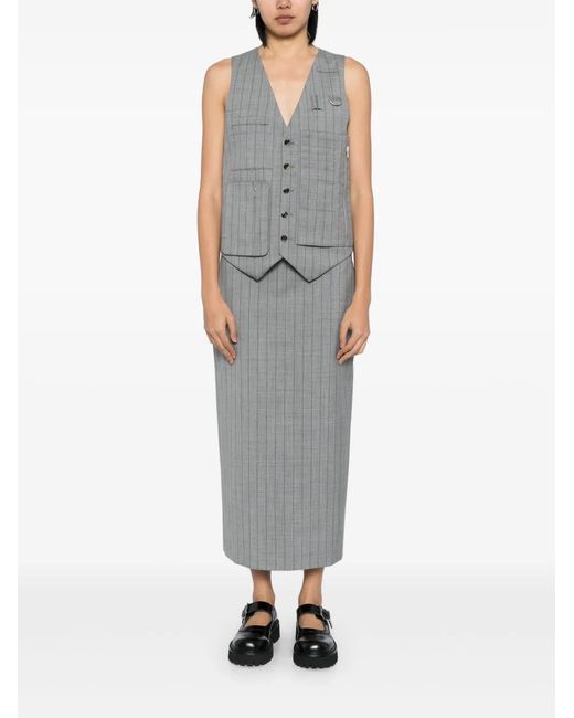 Moschino Gray Checked Waistcoat