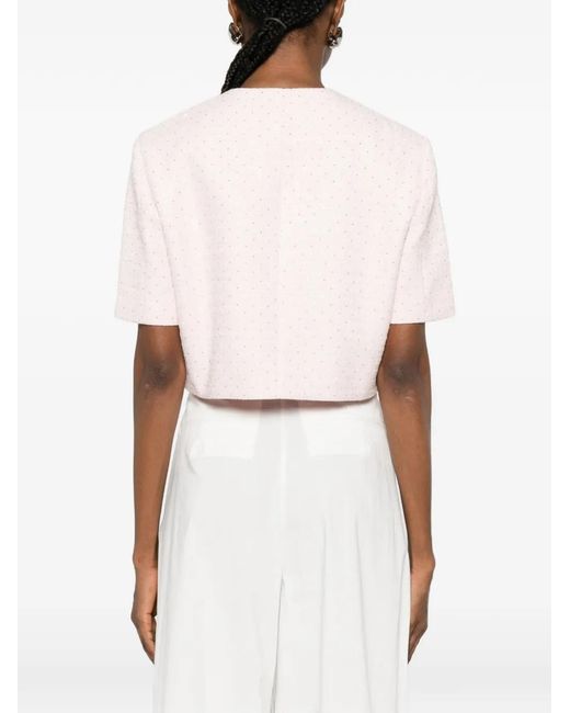 Maje Pink Sequin-Embellished Tweed Jacket