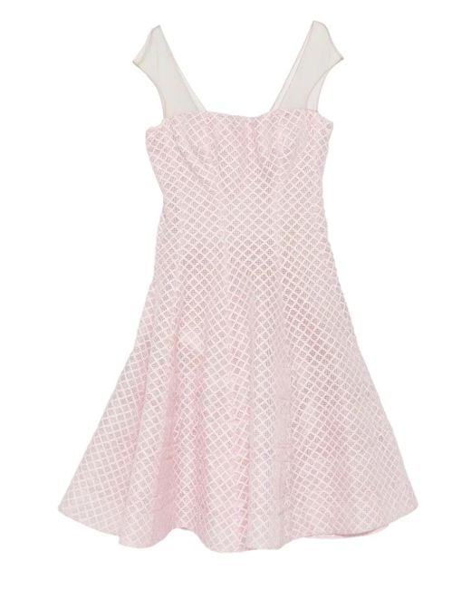 Gemy Maalouf Pink Geometric-Patterned Mesh-Insert Mini Dress