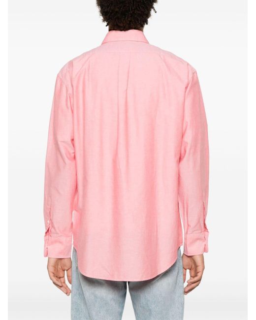 Contour Fox Head-embroidery cotton shirt Maison Kitsuné pour homme en coloris Pink