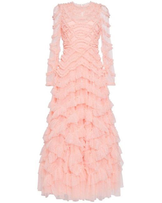 Needle & Thread Pink Soft Tulle Layered Gown