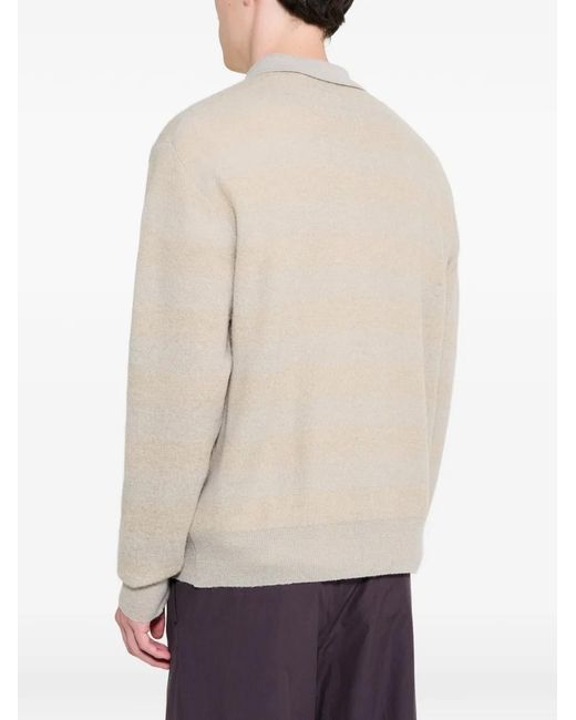 Ssstein Natural Striped Long-Sleeve Polo for men