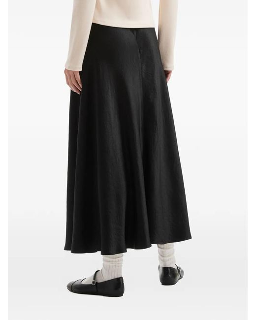 B+ AB Black Textured A-Line Midi Skirt