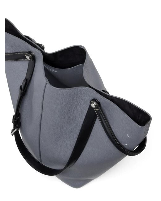 Maison Margiela Blue Sac Cabas Dress-Age En Cuir Grainé