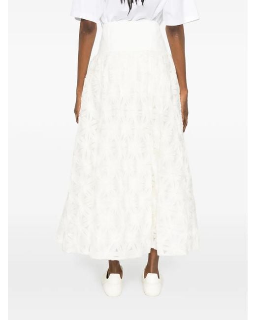 Jonathan Simkhai White Floral Midi Skirt