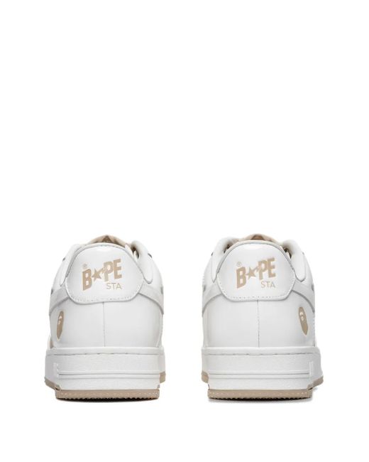 A Bathing Ape White Star-Patch Leather Sneakers for men