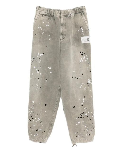 Maison Mihara Yasuhiro Gray Crystal-Embellished Corduroy Trousers for men