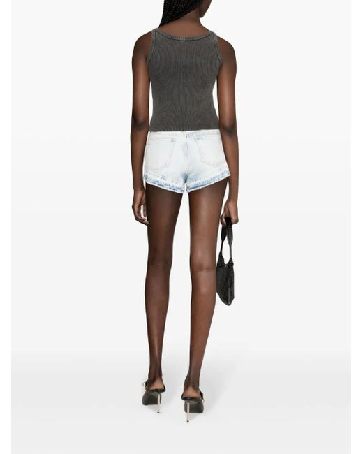 Short En Jean À Détails De Clous Alessandra Rich en coloris White