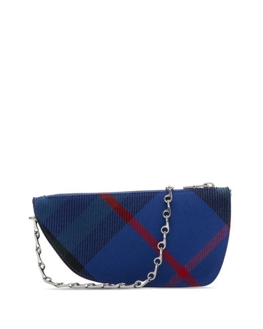 Burberry Blue Shield Check-Pattern Mini Bag