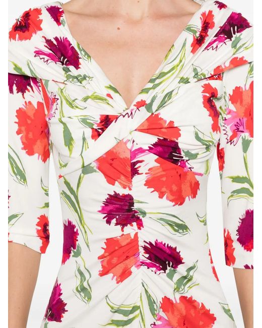 Diane von Furstenberg Red Jim Floral-Print Midi Dress