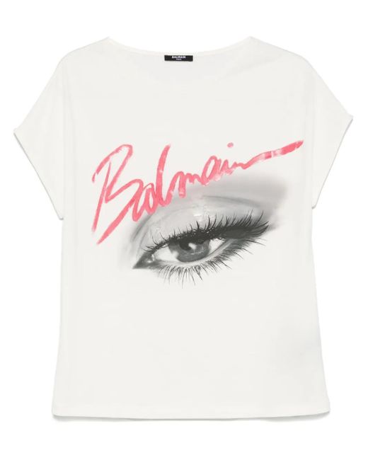 Balmain アイプリント Tシャツ White
