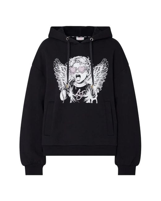 Liu Jo Black Graphic-Print Drawstring Hoodie