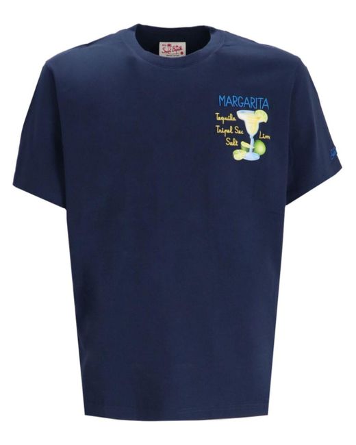 Mc2 Saint Barth Blue Graphic-print Cotton T-shirt for men