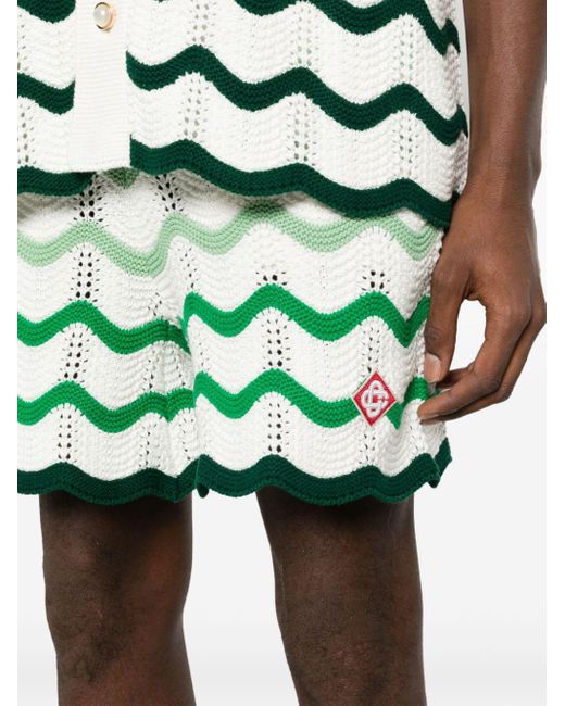 Casablancabrand Gehäkelte Shorts mit Farbverlauf-Wellen in Green für Herren