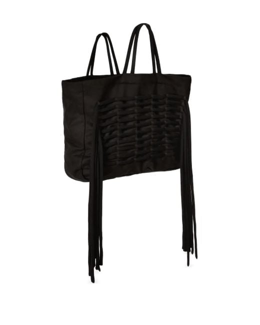 Ioana Ciolacu Black Large Fringed Tote Bag
