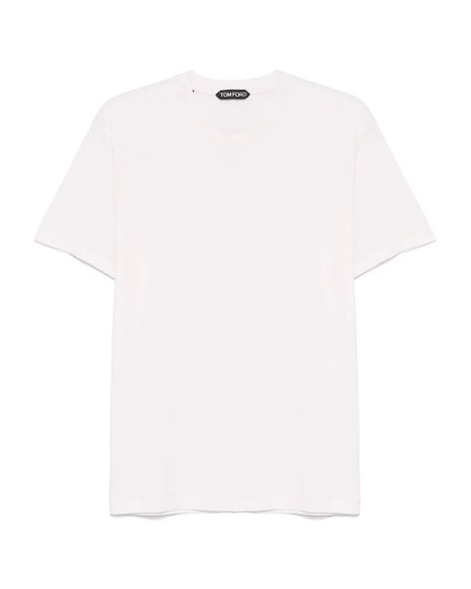 Tom Ford White Lyocell-Cotton Blend T-Shirt for men