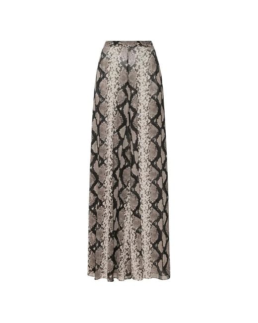 LAPOINTE White Python-Print Mesh Trousers