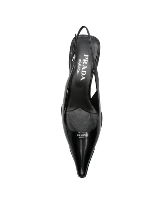 Prada Black Pointed-Toe Slingback Pumps
