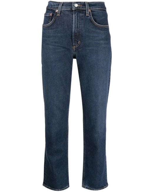 Agolde Blue Kye Straight-Leg Cropped Jeans