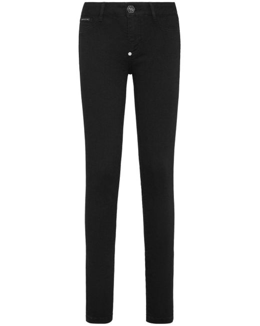 Philipp Plein Black Halbhohe Skinny-Jeans