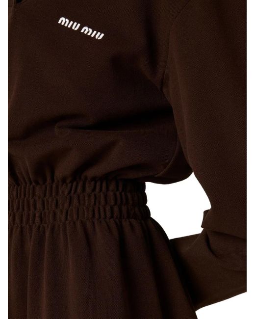 Miu Miu Brown Kleid mit Logo-Stickerei