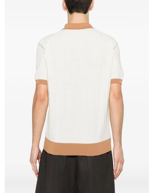 Canali White Contrast-Trim T-Shirt for men