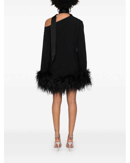 ‎Taller Marmo Black Feather-trimmer Mini Dress