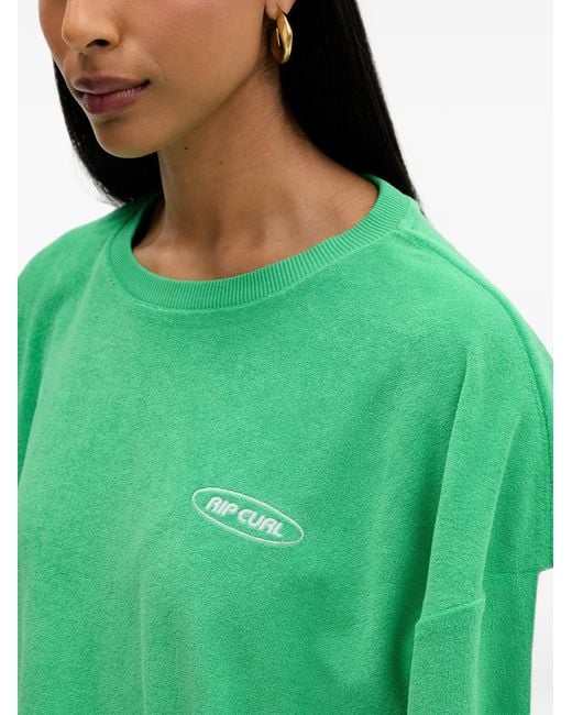 Rip Curl Green High Tide Logo-Embroidered Side-Stripe Sweatshirt