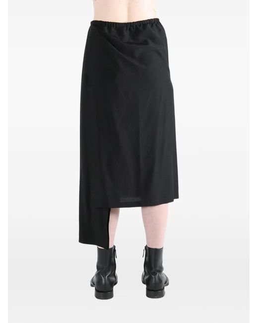 Yohji Yamamoto Black Asymmetric Drawstring Skirt