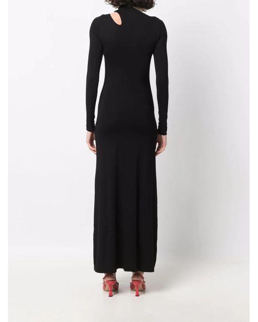 MANURI Black Cut-Out Detail Long-Sleeve Dress