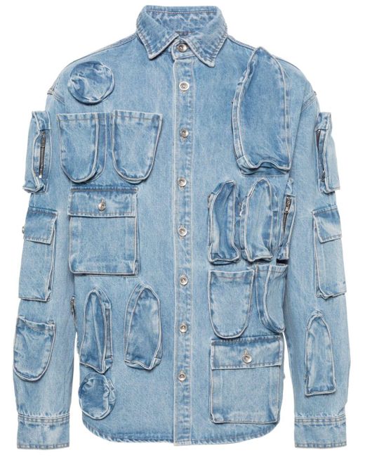 Veste en jean à détails de poches Who Decides War pour homme en coloris Blue