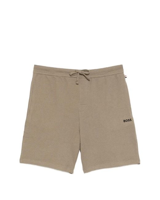 Boss Multicolor Logo-Embroidered Waffle Shorts for men