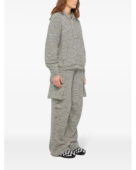 Alanui Gray B&W Mouline Zipped Hoodie