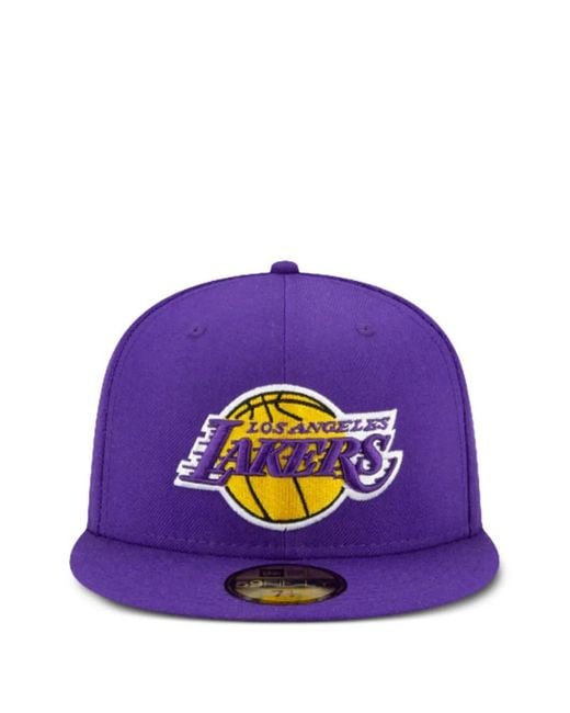 KTZ Purple 59Fifty Nba Los Angeles Lakers Side Patch Fitted Hat for men