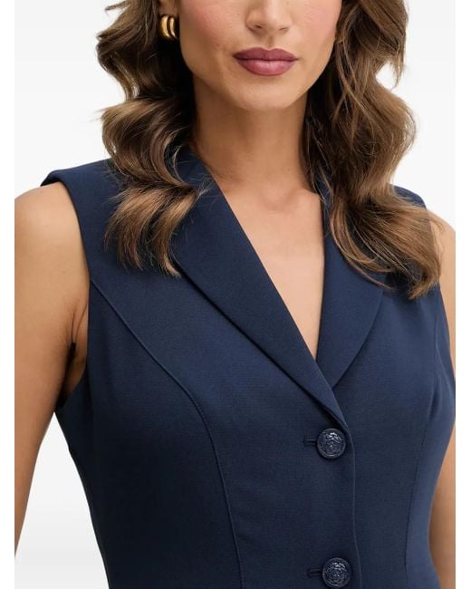 Guess Blue Sleeveless Button-Front Mini Dress