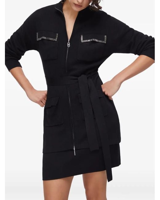 Liu Jo Black Cardigan With Zip And Belt