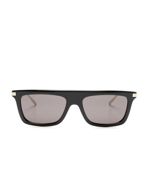 Gucci Black Interlocking G Rectangle-Frame Sunglasses for men