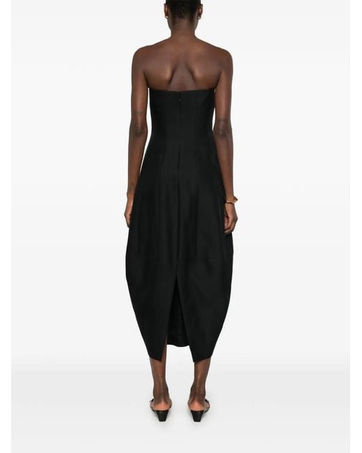 Khaite Black Stela Strapless Maxi Dress